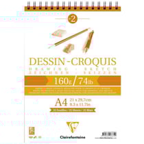 Bloc Dessin Croquis Spirale A4 - 160G - 35 Feuilles - Clairefontaine