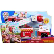 Pat patrouille marcus + grand camion de pompier 51 cm avec effet sonore et lumineux et grand échelle + chien marcus + véhicule - paw patrol - spin master