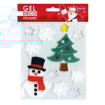 Stickers gel Noël pour fenêtre - Bonhomme de Neige et Sapin