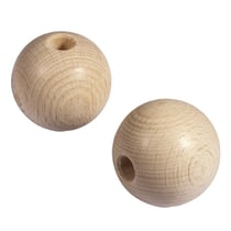 Boules en bois brut, percées, 40mm, forage 8 mm, 2pces