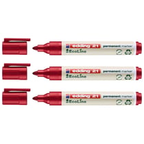 Lot de 3 marqueurs permanents - EDDING - Pointe ronde 1,5-3 mm - Rouge - EcoLine
