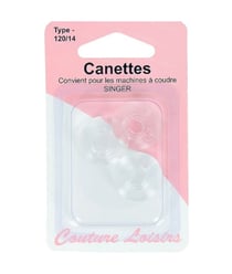 Lot de 3 Canettes plastique type Singer pour boitier horizontal - Couture Loisirs Transparent
