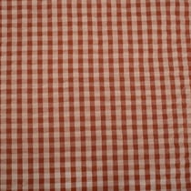 Tissu Rayures Petits carreaux 5 mm Terracotta sur fond Beige - Au mètre