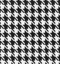 Tissu Jacquard Pied de poule noir et blanc sur fond Blanc