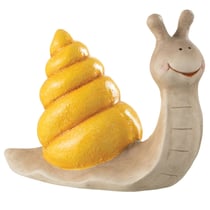 Figurine escargot de jardin beige à coquille jaune