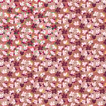 Tissu Popeline de Coton Haneve fuité sur fond Vieux rose - Au mètre