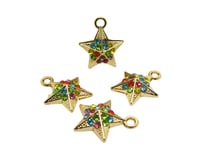 2 Breloques étoile 16*14mm doré - strass multicolores