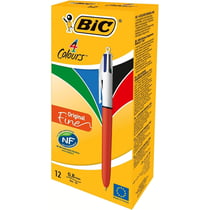 Lot de 12 stylos bille - 4 Couleurs - Pointe Fine - Corps Orange