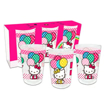 Lot de 3 verres Hello Kitty Anniversaire - Hauteur 13 CM