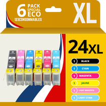 123CONSOMMABLES - 24XL - Cartouches d'encre Compatible pour Epson Expression Home XP-850 XP-750 XP-950 XP-55 XP-860 XP-760 XP-960 (1 BK / 1 C / 1 M / 1 Y / 1PC / 1PM) - 123CONSOMMABLES