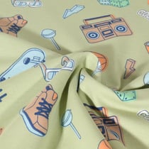 Tissu Jersey Coton Poppy Streetwear urbain sur fond Vert