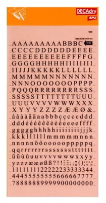 Lettres alphabet et Chiffres Transfert Noir 6mm