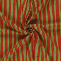 Tissu Viscose Coton aspect Lin rayures Terracota sur fond Vert olive