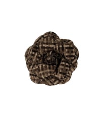 Broche fleur carreaux 7,5cm marron