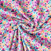 Tissu Jersey de Coton Nina pop sur fond Blanc