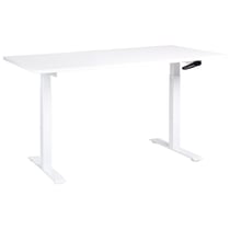 Bureau Réglable Manuellement Plateau et Structure Acier Blanc 160 x 72 cm Hauteur Ajustable Assis Debout Pieds Carrés Design Moderne