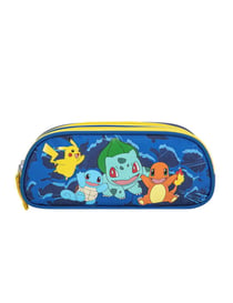 mybagstory - Trousse Scolaire Pokemon 2 Compartiments Bleu/Jaune - 23 cm