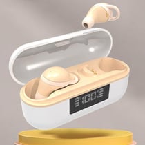 Ecouteurs Bluetooth Rose Sans Fil Réduction De Bruit Avec Affichage Digital Beige 2 YONIS