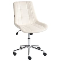 Chaise de Bureau Blanc Cassé en Velours Pivotante avec Assise et Dossier Hauteur Réglable Style Moderne