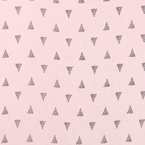 Tissu Lin Viscose léger Triangles Noirs sur fond Rose blush chiné