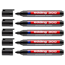 Lot de 5 marqueurs permanents pointe ronde 1,5-3 mm - EDDING - Noir - 300