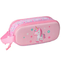 Trousse Licorne Rose 3D 21 CM - 2 compartiments