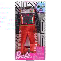 Mattel - ghx38 - barbie - accessoire poupee - combinaison pilote de course rouge et noire hot wheels + coupe - tenue - habit