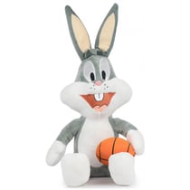 Peluche bugs bunny 40 cm avec ballon de basket - lapin gris - doudou licence looney tunes
