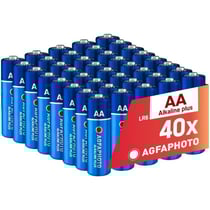 AgfaPhoto Piles AA Alcalines PLUS LR6 (1.5V, Lot de 40) - Longue Durée de Vie - Idéales pour Télécommandes, Jouets, Appareils Photo et Plus - Performance Fiable et Constante