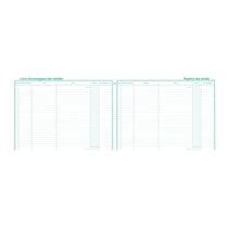 Piqûre 24x32cm Livre chronologique des recettes - Registre des achats - Spécial micro-entrepreneurs - 80 pages - Couleurs assorties - Exacompta