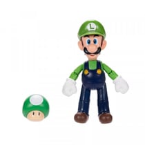 Luigi avec champignon vert 1up : figurine super mario 11 cm - figurine nintendo articule - jakks