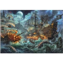Puzzle bateau pirates et les créatures de la mer 6000 pièces - collection océan et bateau - clementoni 36530