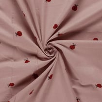 Tissu Flanelle de Coton Léonie coccinelles Rouges sur fond Rose poudré
