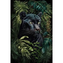 Tableau sur verre synthétique panthère noire 65x97 cm