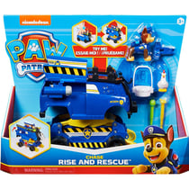 Coffret pat patrouille deluxe : chase et son vehicule de police secours transformable - 2 figurines - chien - paw patrol - spin master - 20136012