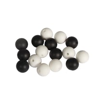 Perles en silicone, 12mm ø, noir / blanc, 16 pièces