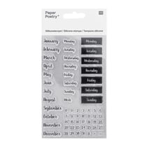 Tampon en silicone calendrier en italique : jours / mois / chiffres 9,5 X 15 cm