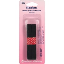 Tresse élastique plate Noir - 9 mm x 2 m