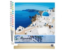 Peinture par Numéro Figured'Art - Village grec - Kit de Loisir Créatif DIY Numéro d'Art Complet - 40x50cm toile roulée + châssis en bois à monter