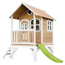 AXI Cabane enfant TOM Brun Blanc avec toboggan Citron vert - Axi House