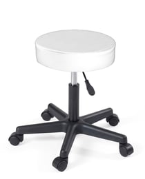 Tabouret à Roulettes Siège Rond Simili Rembourré Pivotant Hauteur Réglable YÉ (blanc Noir)