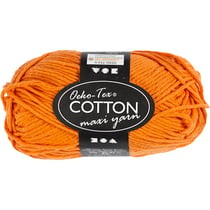 Pelote de fil de coton, dim. 8/8, L : 80-85 M, orange, 50 gr/ 1 boule