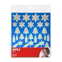 Gommettes métallisées Noel Argenté x 88