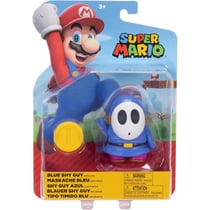 Maskache bleu avec piece : figurine super mario 7 cm - figurine nintendo articule - jakks