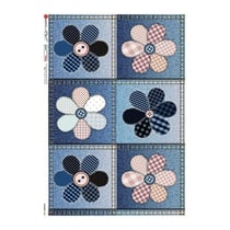 1 feuille de papier de riz 22.5 x 32 cm découpage collage Paper Designs FLEUR PATCHWORK 0067