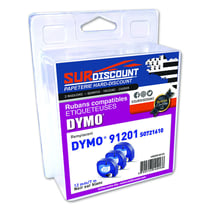 Lot de 3 rubans compatibles pour titreuse Dymo 91201 12mm/4m plastique noir sur blanc