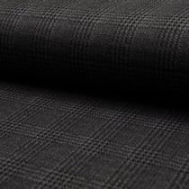 Tissu Jacquard polyviscose extensible Écossais pied de poule Noir sur fond Gris anthracite - Au mètre