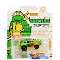 Hot wheels : tortues ninja voiture michelangelo - vehicule miniature vert et orange - tmnt - turtles - mattel gjj05