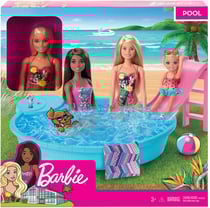 Piscine glamour avec toboggan et poupee barbie mattel - ghl91 - accessoire poupee