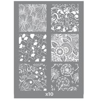 3 pochoirs pâte polymère floraux 11,4 x 15,3 cm